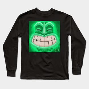 Big Mouth Retro Green Tiki! Long Sleeve T-Shirt